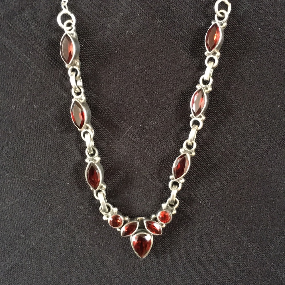 Silver and garnet necklace